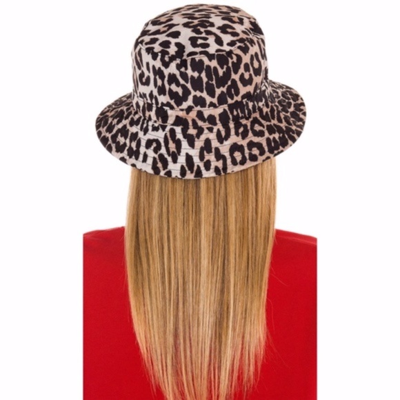 NEW Ganni Recycled Tech Bucket Hat Leopard XS/S - Picture 5 of 16